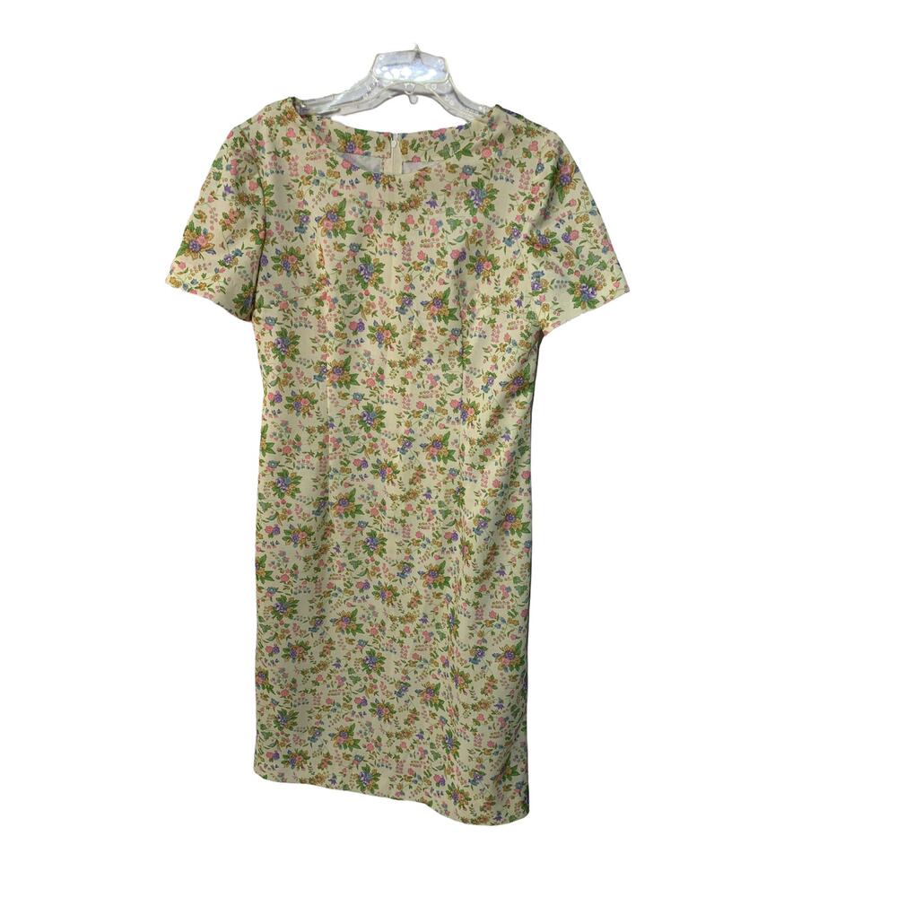 Vintage 1960's Women's Handmade Custom Floral Short Sleeve Casual Shift Dress - Picture 1 of 8